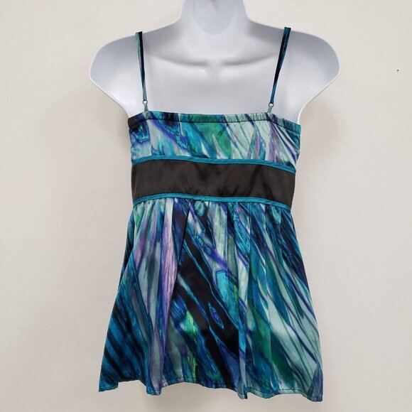 Vintage Love Tease Womens Satin Babydoll‎ Tank Top Size S Blue Beaded Artsy Y2K - Picture 3 of 9